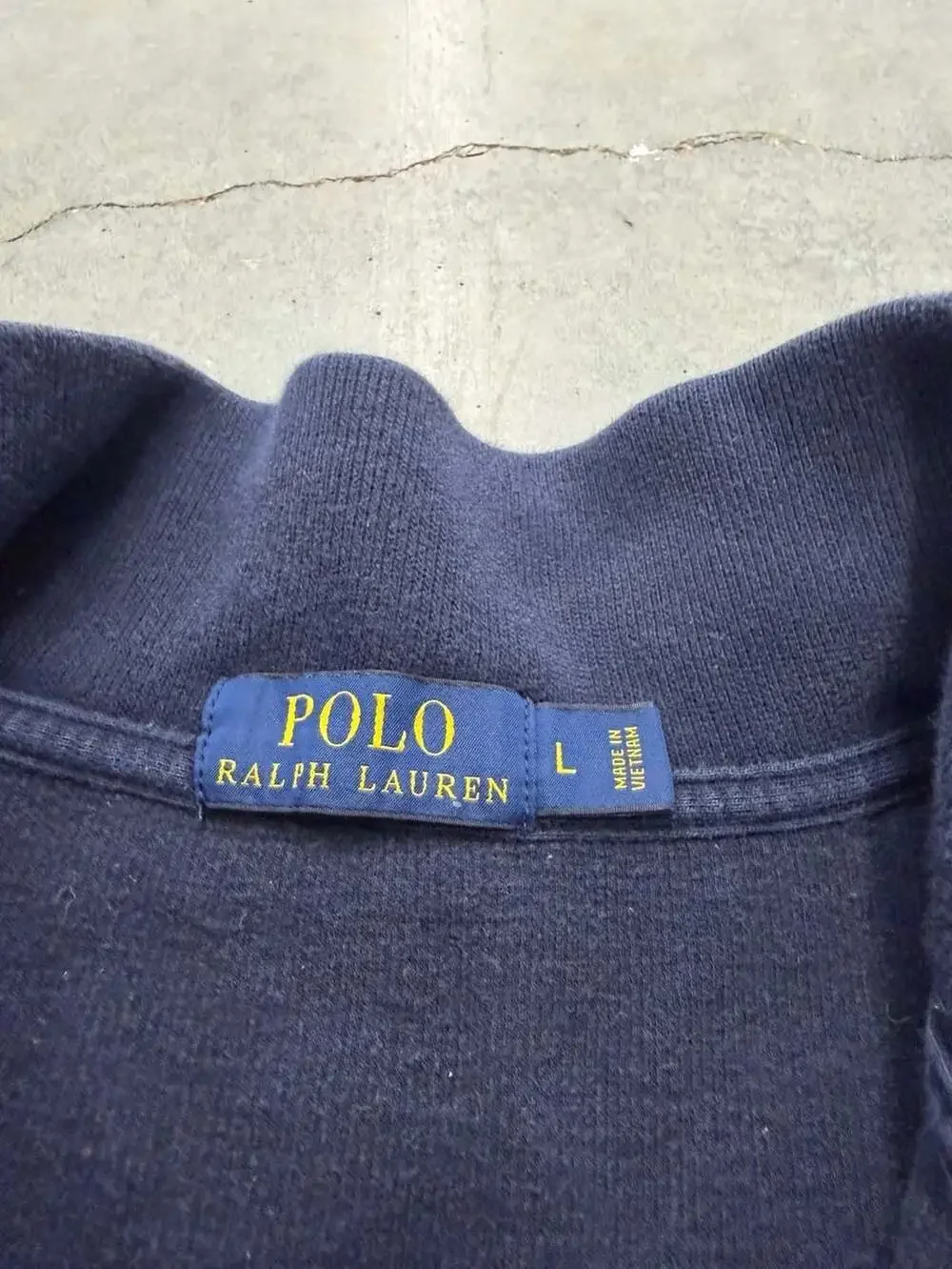 Polo Ralph Lauren Men's Navy Blue Cotton Quarter-Zip Pullover Sweater Size L